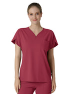 Women's Three-Pocket Y-Neck Dolman Top - 6634 - Ruby