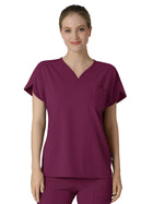 Women's Three-Pocket Y-Neck Dolman Top - 6634 - Wine