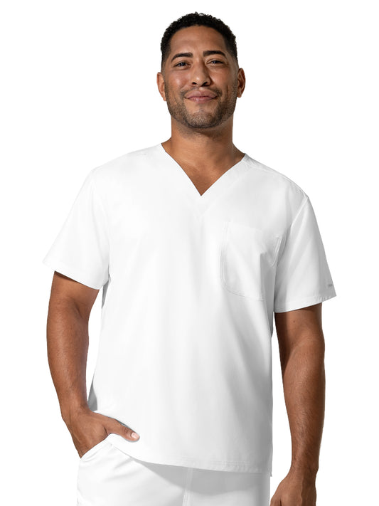 Unisex One-Pocket V-Neck Scrub Top - 6680 - White