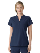 Women's Four-Pocket Mandarin Collar Top - 6734 - Navy