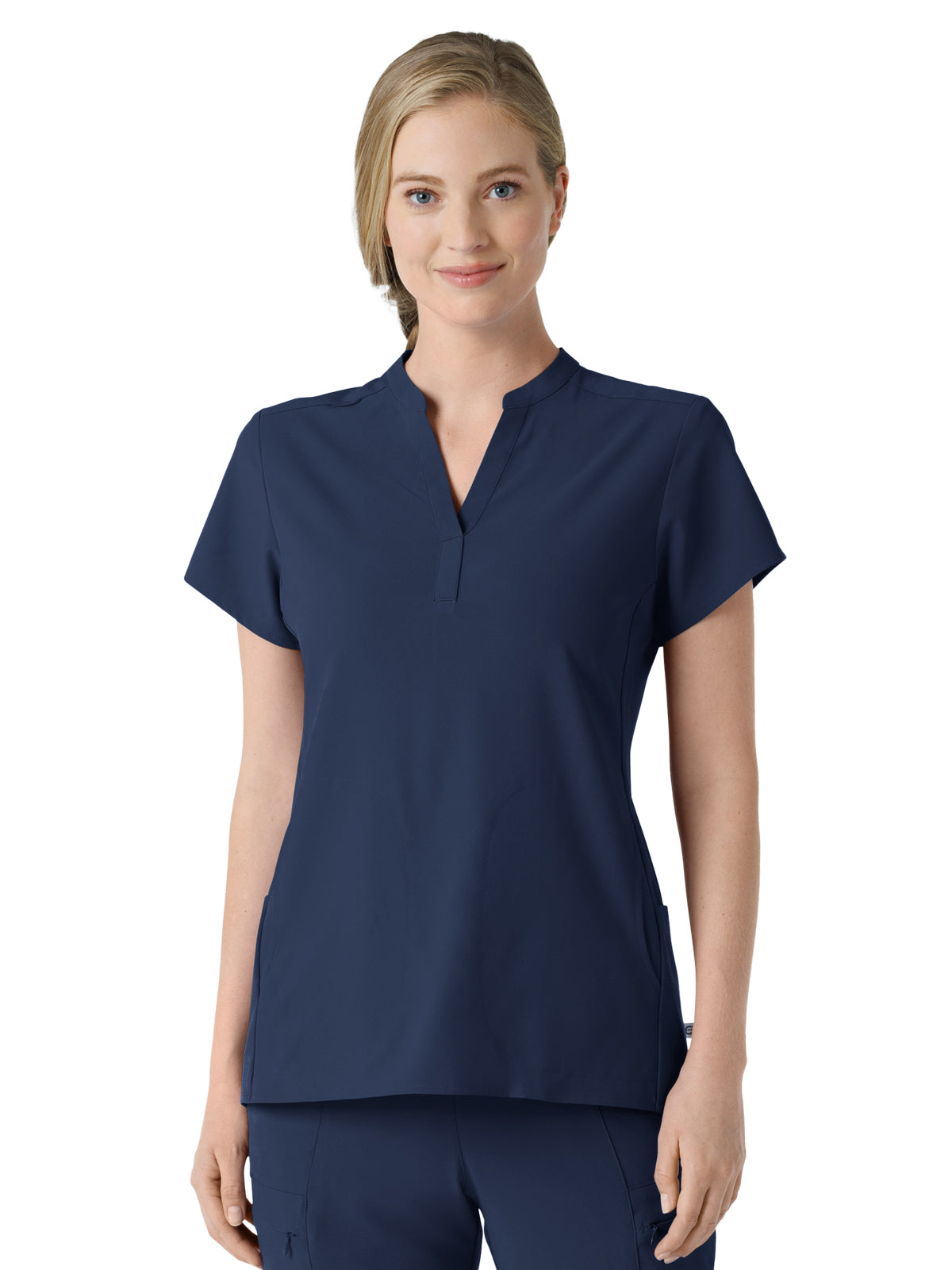 Women's Four-Pocket Mandarin Collar Top - 6734 - Navy