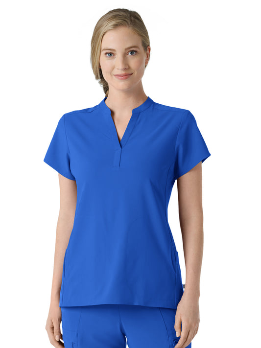 Women's Four-Pocket Mandarin Collar Top - 6734 - Royal