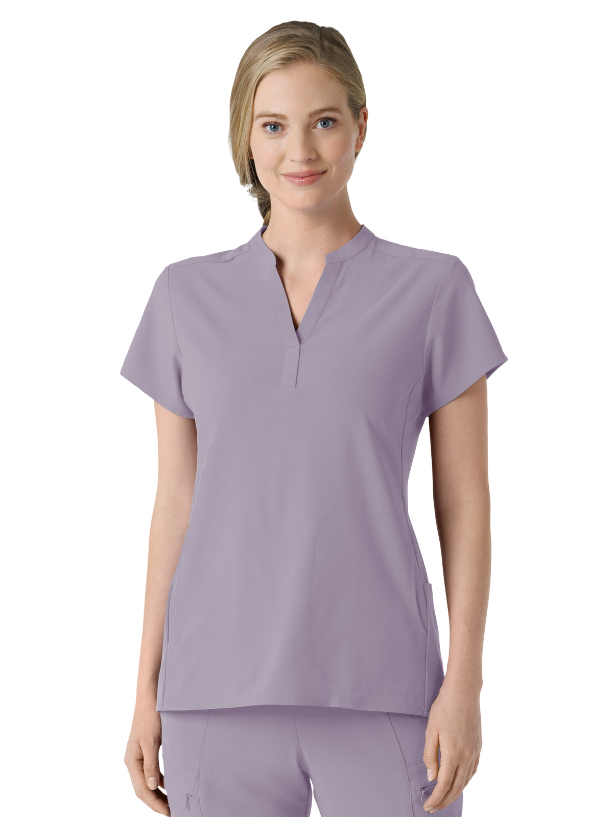 Women's Four-Pocket Mandarin Collar Top - 6734 - Wisteria