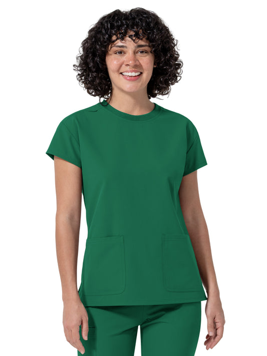 Women's Two-Pocket Cap Sleeve Crew Neck Scrub Top - 6780 - Hunter