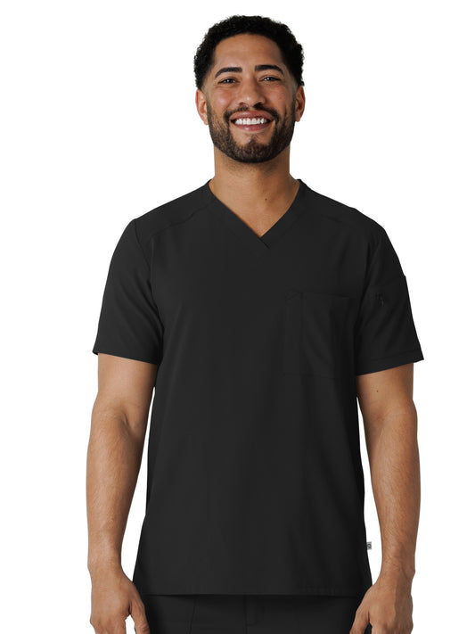 Men's V-Neck Five-Pocket Top - 6834 - Black