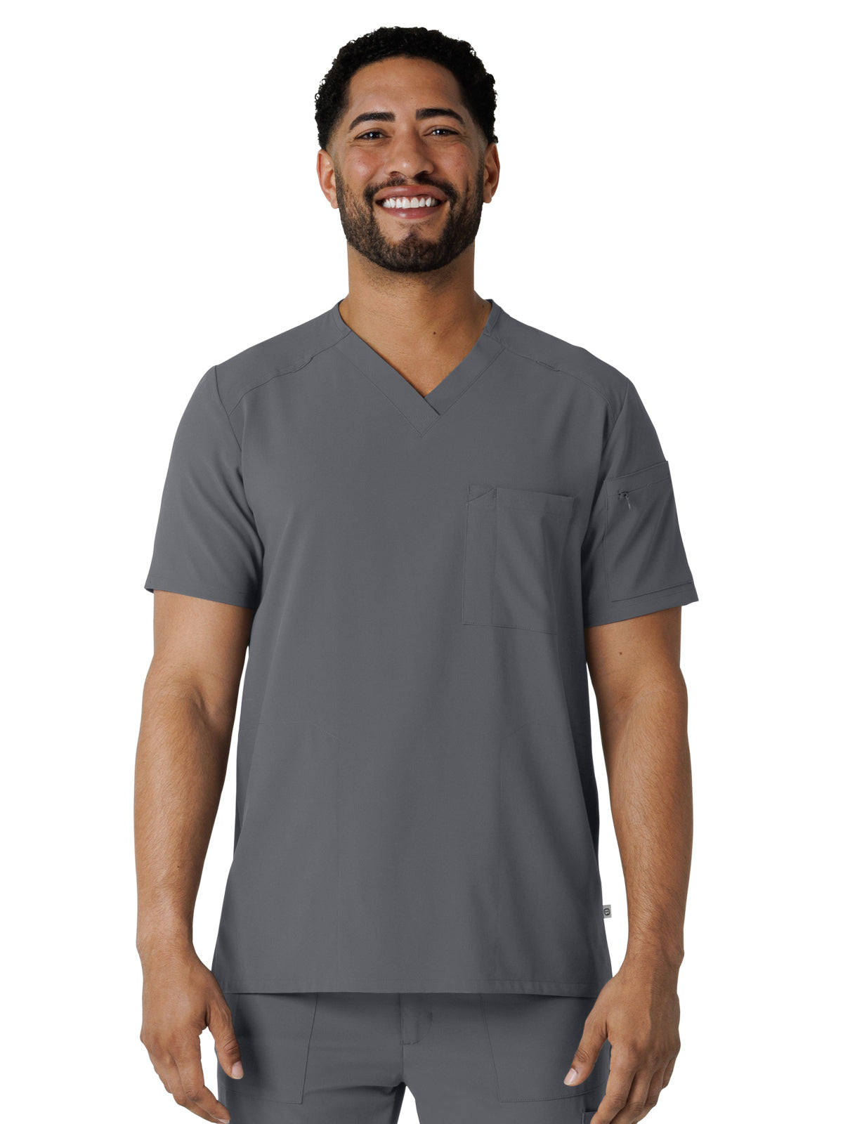 Men's V-Neck Five-Pocket Top - 6834 - Pewter