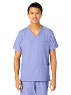 Unisex 4-Pocket V-Neck Top - 6855 - Ceil Blue