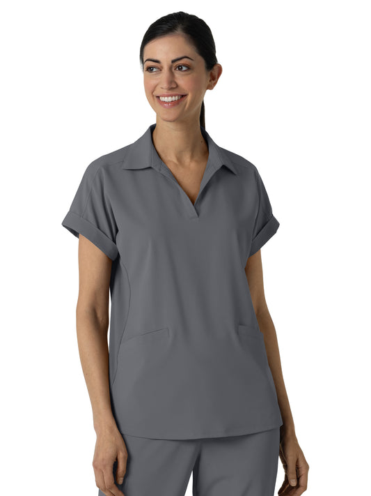 Women’s Two-Pocket Flex-n-Reach Collared Top - 6934 - Pewter