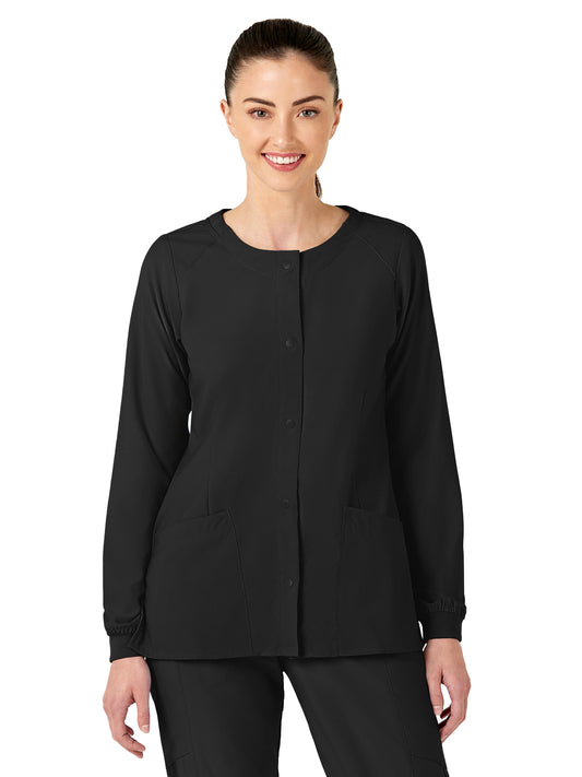 Women's Two-Pocket Crew Neck Jacket - 8155 - Black