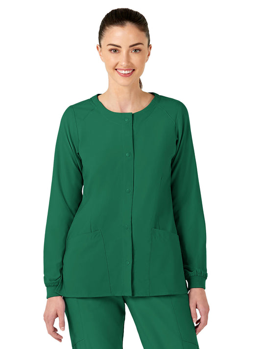 Women's Two-Pocket Crew Neck Jacket - 8155 - Hunter