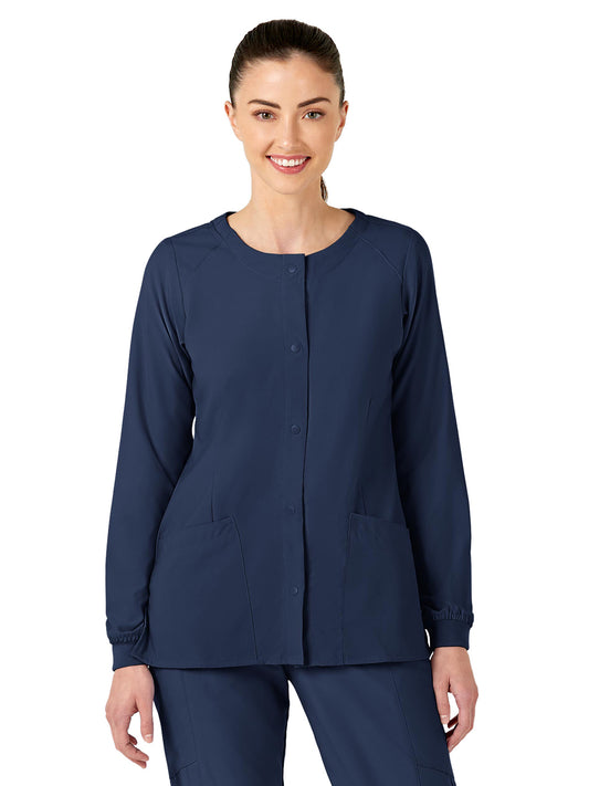 Women's Two-Pocket Crew Neck Jacket - 8155 - Navy