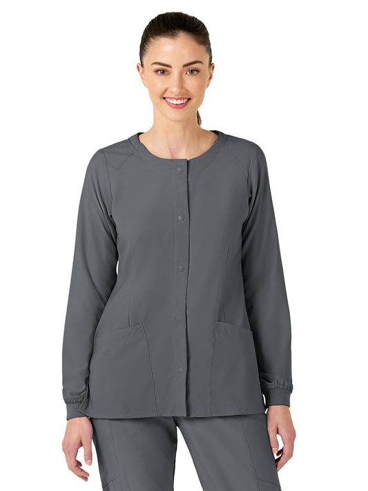 Women's Two-Pocket Crew Neck Jacket - 8155 - Pewter