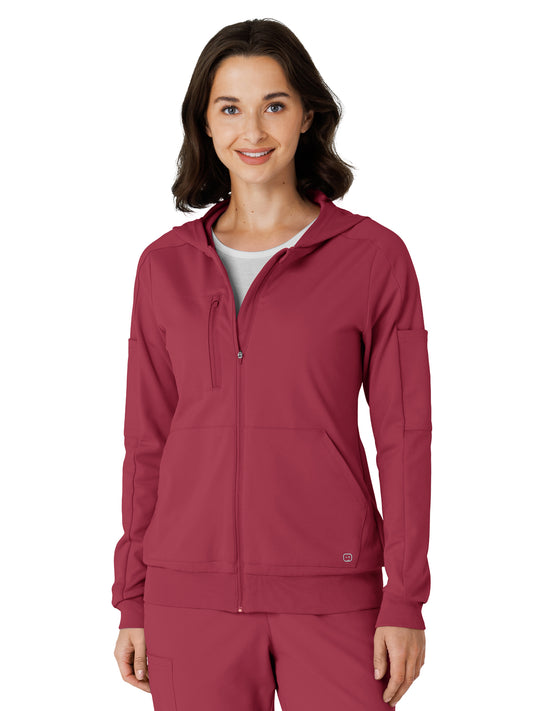 Knit Women’s Four-Pocket Zip Hoodie - 8159 - Ruby