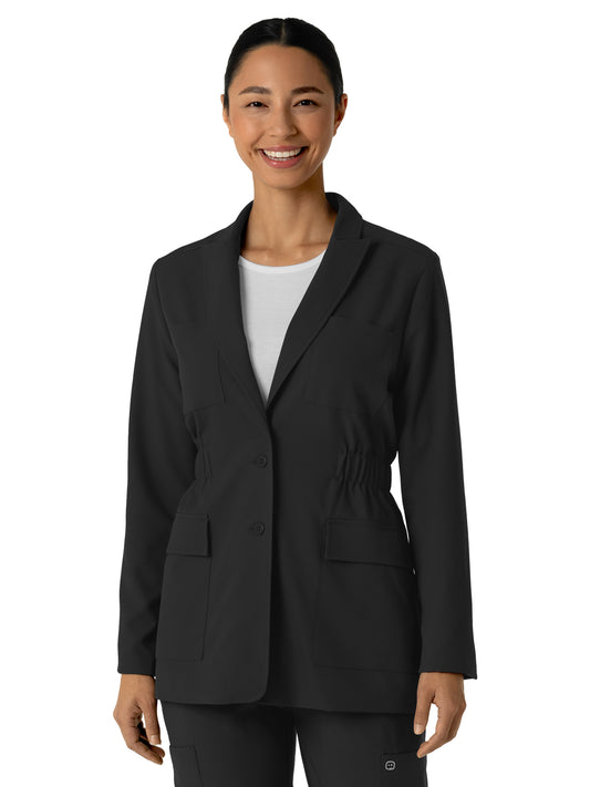 Women's Blazer Short Lab Coat - 8166 - Black
