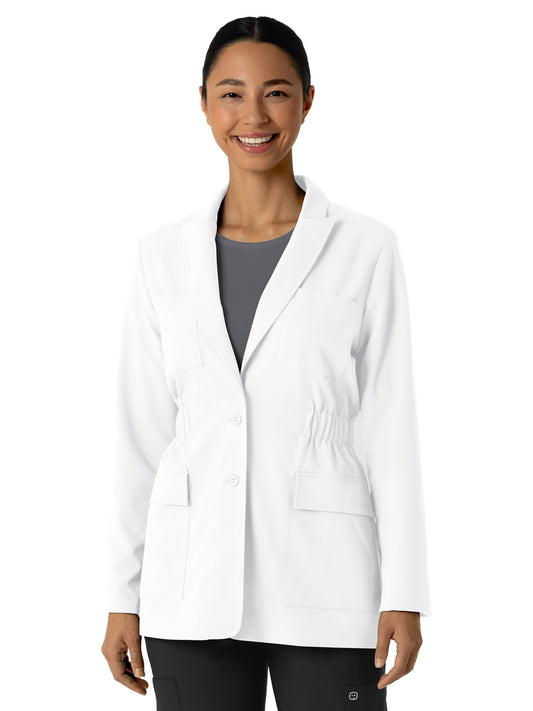 Women's Blazer Short Lab Coat - 8166 - White