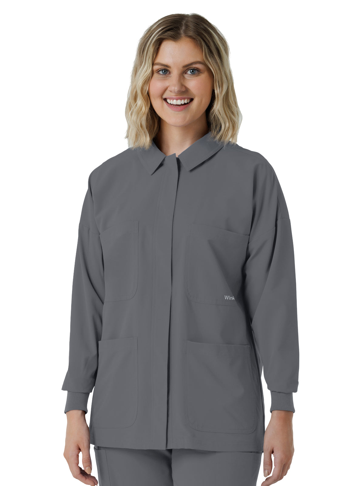 Women’s Four-Pocket Scrub Shirt Jacket - 8180 - Pewter