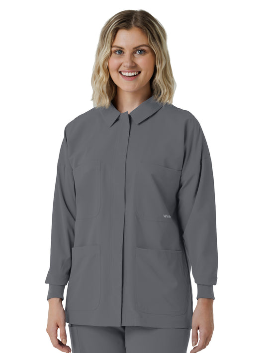 Women’s Four-Pocket Scrub Shirt Jacket - 8180 - Pewter