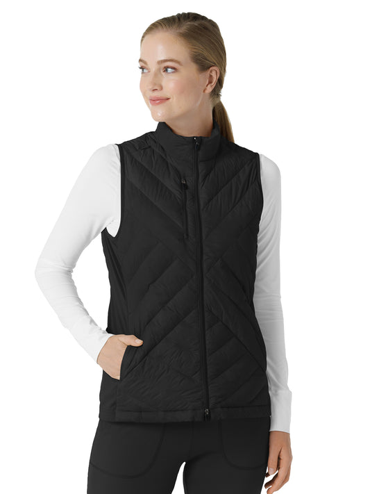 Women's Six-Pocket Quilted Vest - 8277 - Black
