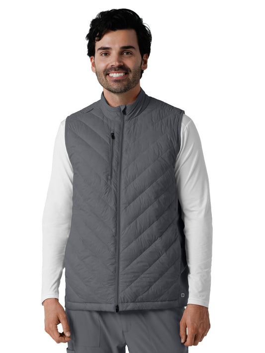 Men's Six-Pocket Quilted Vest - 8377 - Pewter