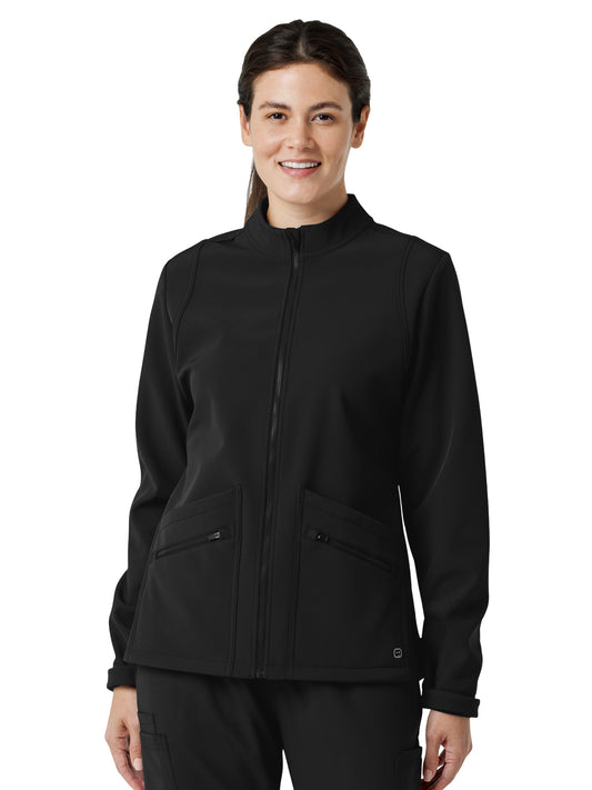 Women's Four-Pocket Soft Shell Scrub Jacket - 8509 - Black