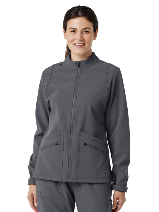 Women's Four-Pocket Soft Shell Scrub Jacket - 8509 - Pewter