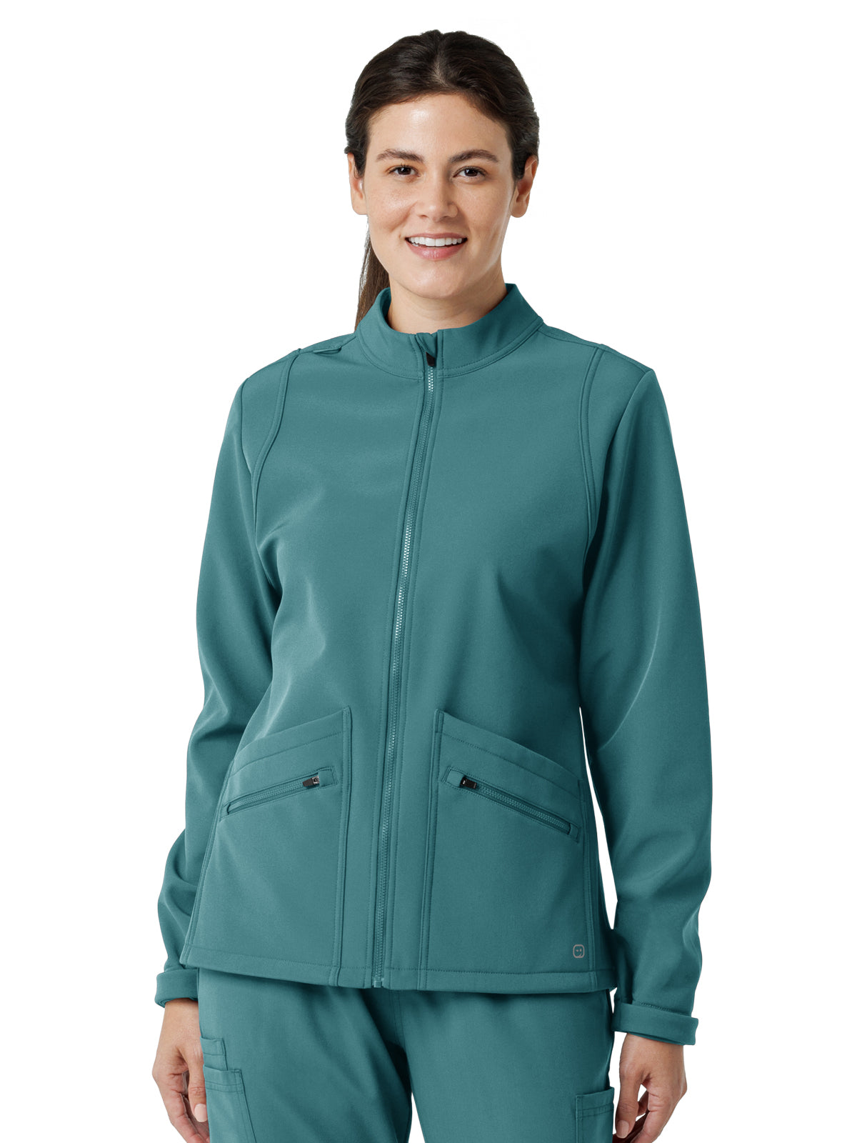 Women's Four-Pocket Soft Shell Scrub Jacket - 8509 - Vintage Teal