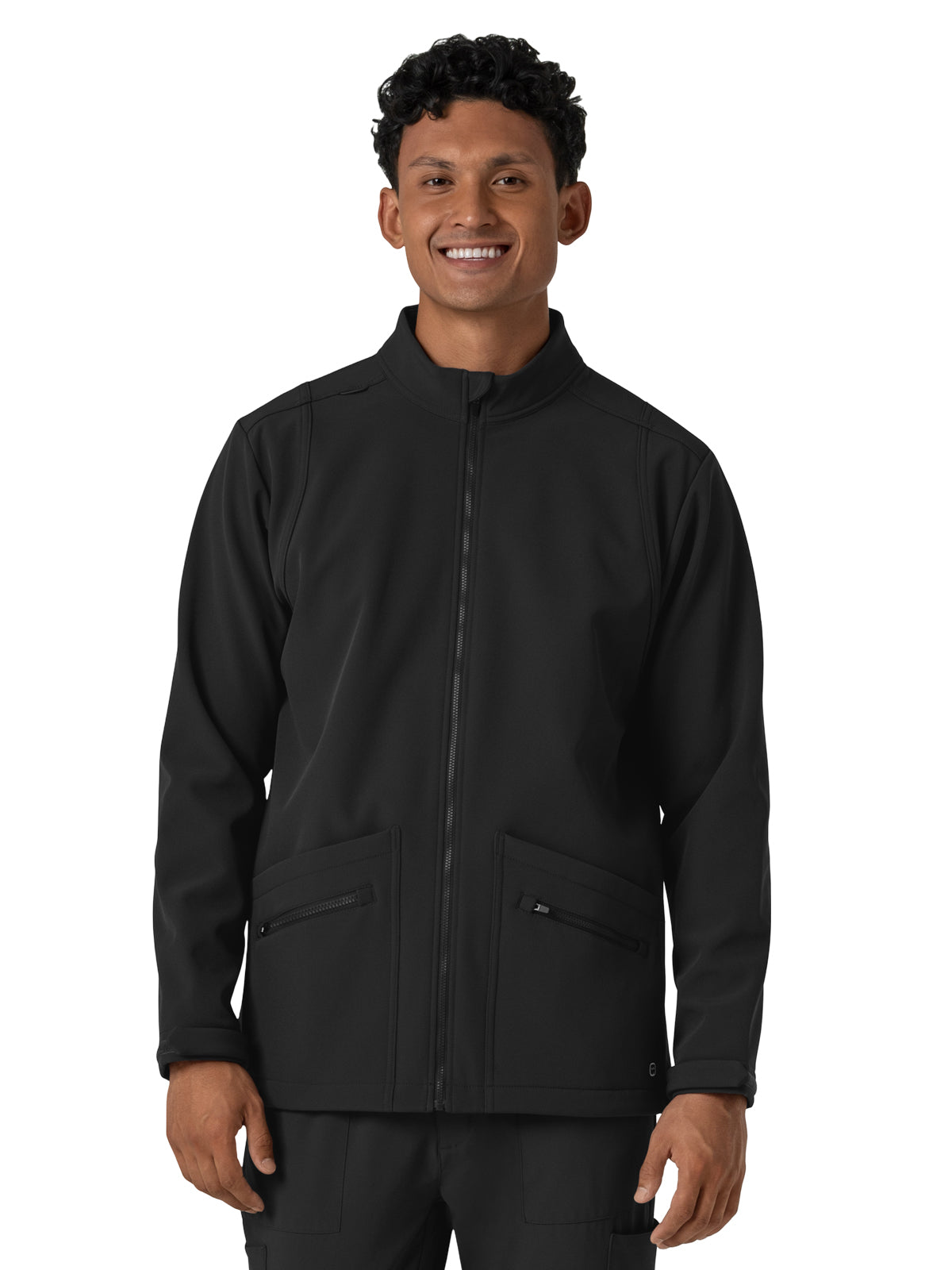 Men's Four-Pocket Soft Shell Scrub Jacket - 8609 - Black
