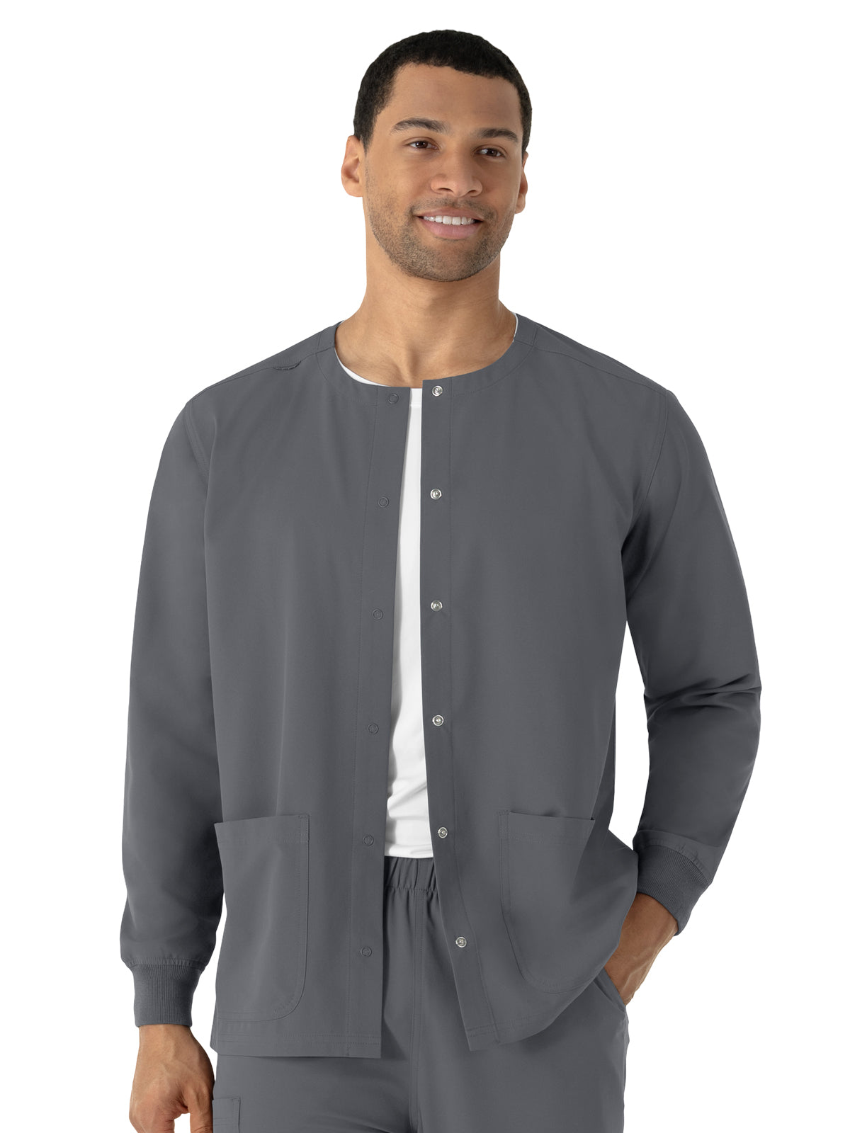 Unisex Two-Pocket Warm-Up Scrub Jacket - 8680 - Pewter