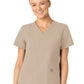 Women's Five-Pocket Modern Fit V-Neck Top - C12113 - Khaki