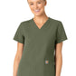 Women's Five-Pocket Modern Fit V-Neck Top - C12113 - Olive
