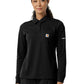 Women's Three-Pocket Heavyweight Long Sleeve Polo Scrub Top - C12129 - Black