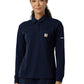 Women's Three-Pocket Heavyweight Long Sleeve Polo Scrub Top - C12129 - Dark Navy