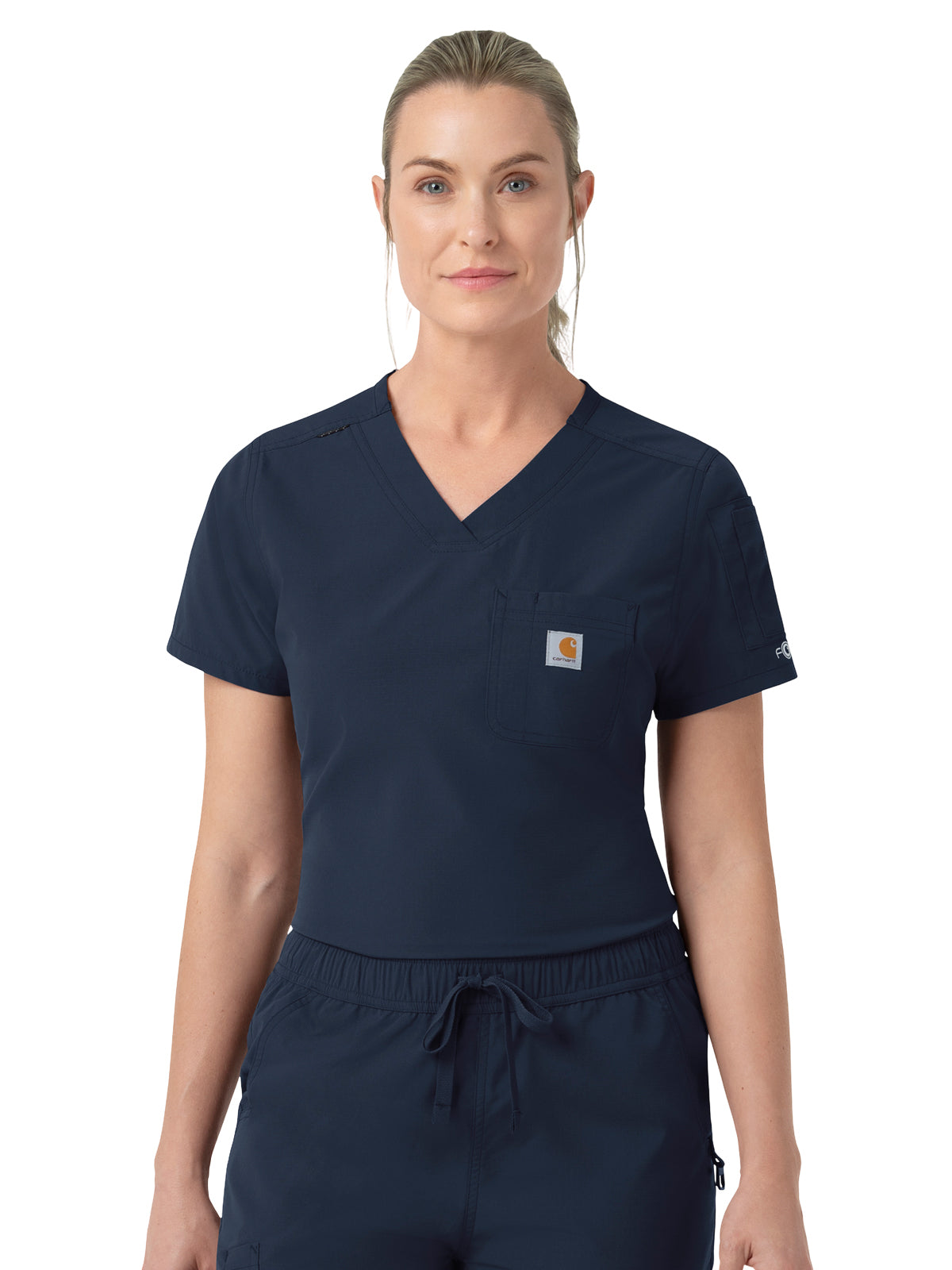 Women's Five-Pocket Tuck-in Scrub Top - C12139 - Navy