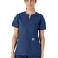 Women's Three-Pocket Modern Fit Notch Neck Top - C12213 - Navy