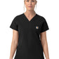 Women's Four-Pocket V-Neck Scrub Top - C12239 - Black
