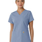 Women's Four-Pocket V-Neck Knit Panel Top - C12313 - Ceil Blue