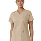 Women's Four-Pocket V-Neck Knit Panel Top - C12313 - Khaki