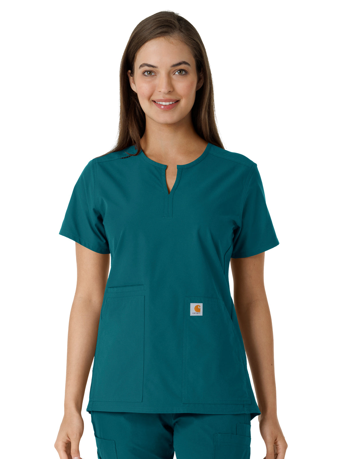 Women's Notch Neck Tunic Knit Panel Top - C12413 - Caribbean