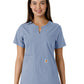 Women's Notch Neck Tunic Knit Panel Top - C12413 - Ceil Blue
