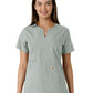 Women's Notch Neck Tunic Knit Panel Top - C12413 - Grey