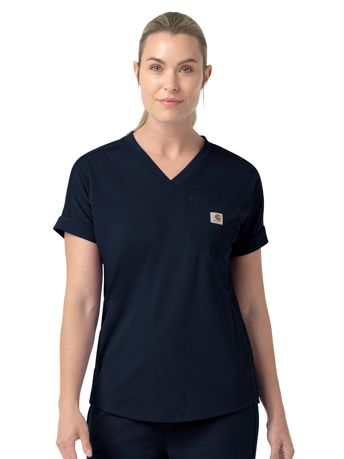 Women's Five-Pocket V-Neck Scrub Top - C13190 - Navy