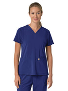 Women's Three-Pocket Flex Panel V-Neck Top - C13210 - Galaxy Blue