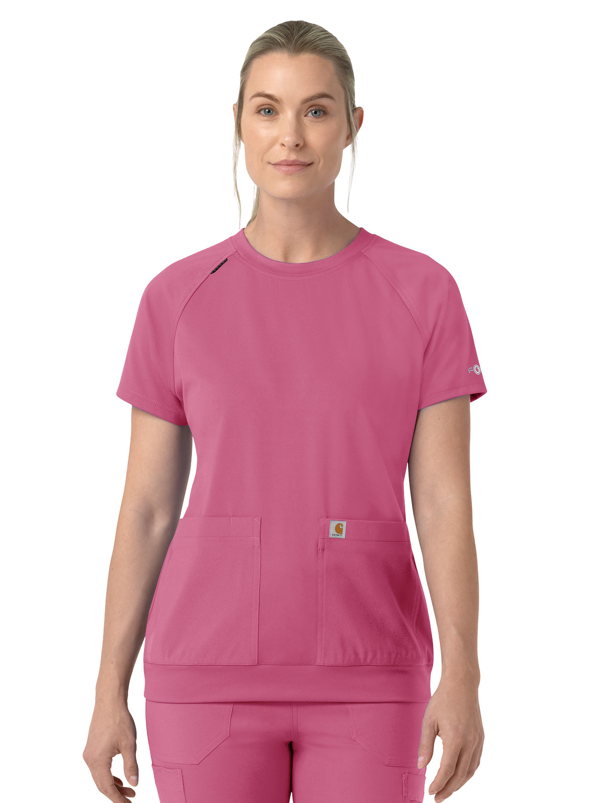 Women's Two-Pocket Crew Neck Scrub Top - C13290 - Electric Fuschia