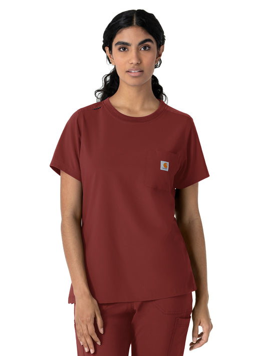 Women's One-Pocket Crew Neck Scrub Top - C13510 - Amber Terrain