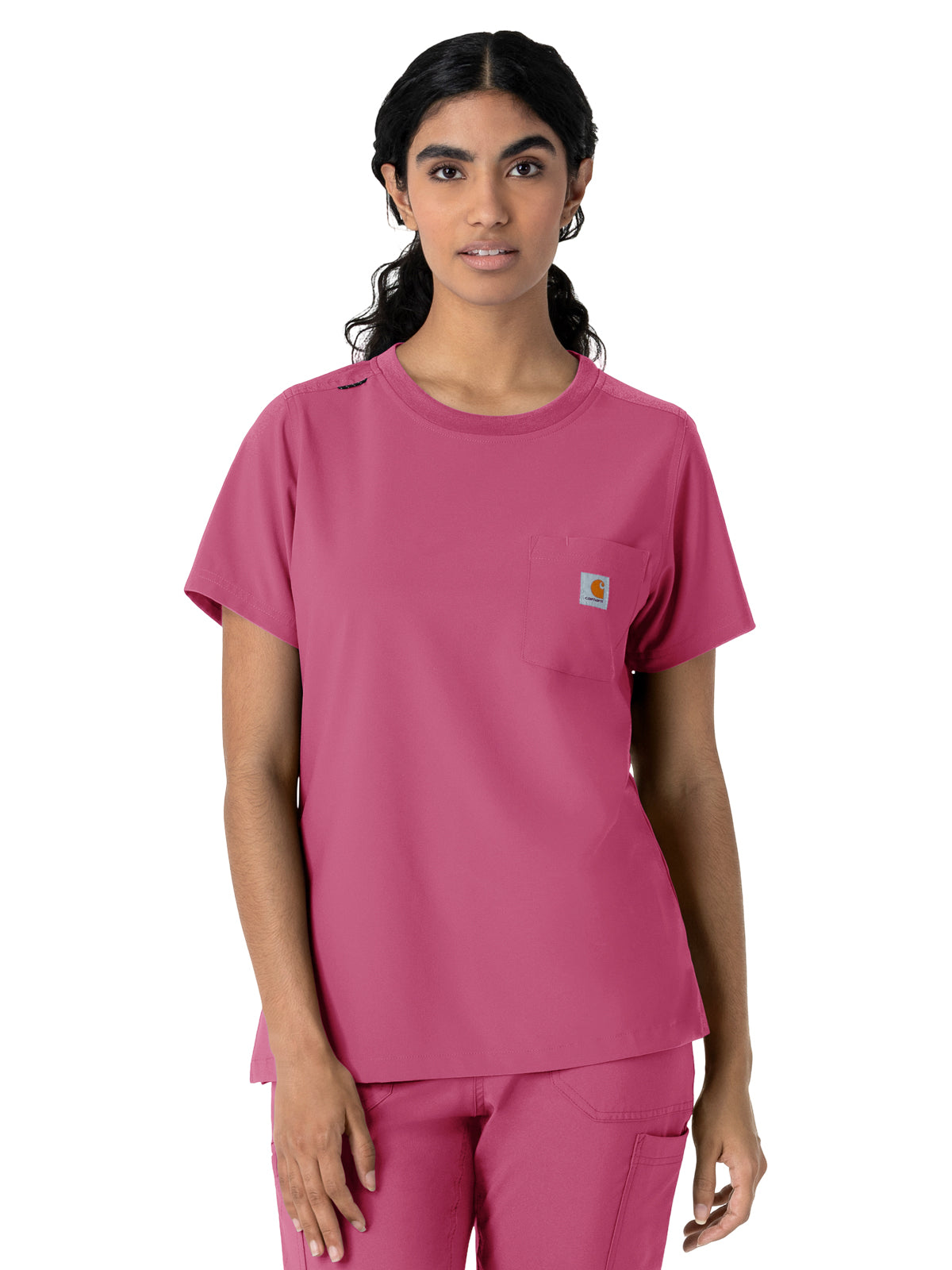 Women's One-Pocket Crew Neck Scrub Top - C13510 - Electric Fuschia