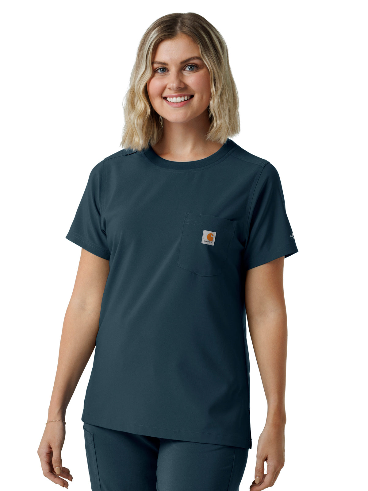 Women's One-Pocket Crew Neck Scrub Top - C13510 - Navy