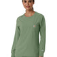Women's One-Pocket Crew Neck Long Sleeve Scrub Top - C13610 - Green Slate