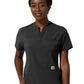 Women's Three-Pocket Banded Collar Scrub Top - C13810 - Black