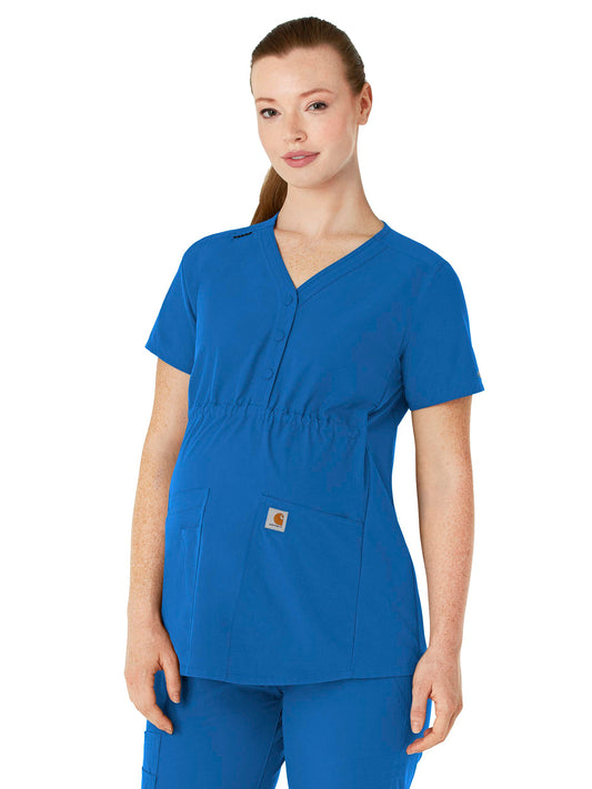 Women's Four-Pocket Henley Maternity Top - C14113 - Royal