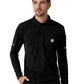 Men's Three-Pocket  Heavyweight Long Sleeve Polo Scrub Top - C16129 - Black